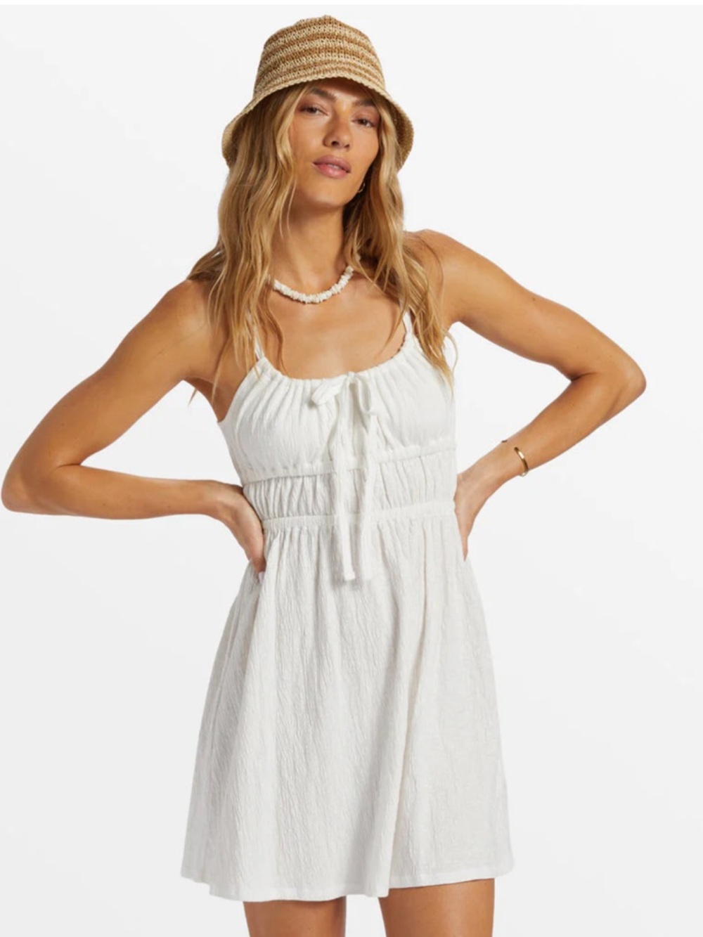 Billabong White Knit Tie-Front Mini Dress